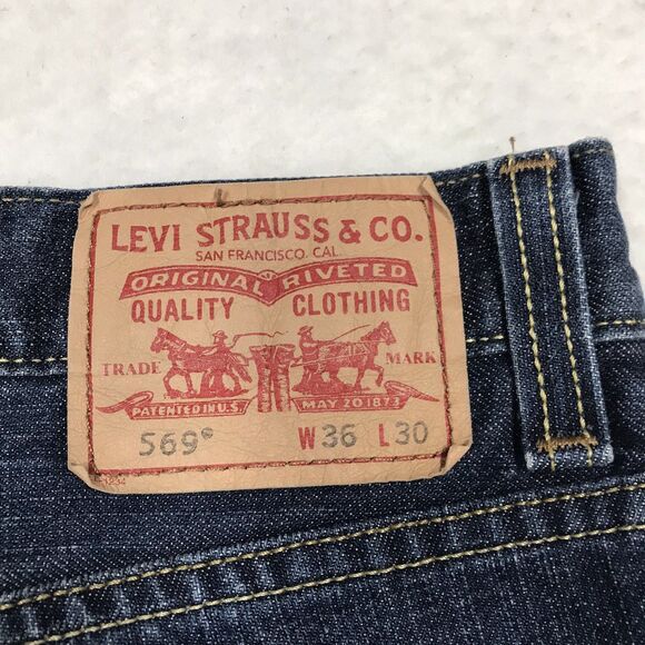 Y2K LEVIS 569 Jean Men 38x30(36/30 tag) Loose Straight Wide Leg Dark Wash Skater - Picture 11 of 15